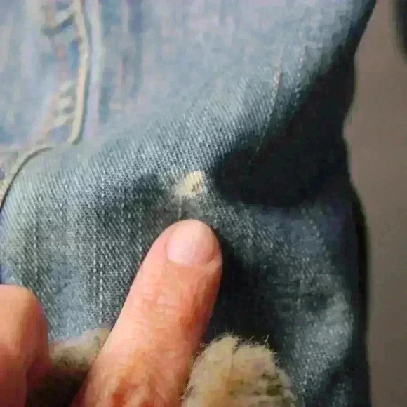 VINTAGE 90s Liz Claiborne Jean Faux Fur Cuff Collar Chore Trucker Coat Women XL - Picture 7 of 16